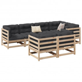 Garden Sofa Set Natural Pine Solid Pine Wood Large