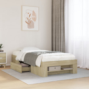 Bed Frame Sonoma Oak Engineered Wood, Plywood Twin Bed ...