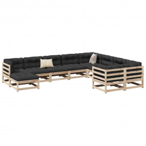 Garden Sofa Set Natural Wood Solid Pine Wood Large Modu...