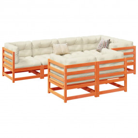 Garden Sofa Set Wax Brown Solid Pine Wood Medium
