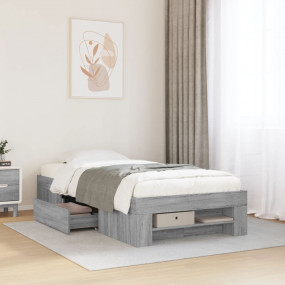Bed Frame Gray Sonoma Engineered wood, Plywood Twin Bed...