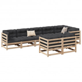 Garden Sofa Set Natural Wood Solid Pine Wood Large Modu...