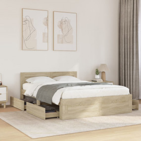 Bed Frame Sonoma Oak Engineered Wood Full Bed Frame Rec...