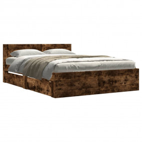 Bed Frame Smoked Oak Engineered wood 47.2 x 78.7 in Sto...