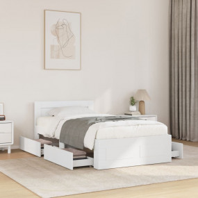 Bed Frame White Engineered wood Twin Modern Bed Frame
