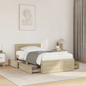 Bed Frame Sonoma Oak Engineered Wood Single Bed Frame