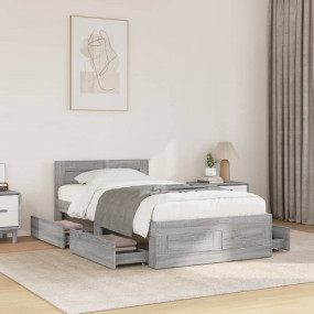 Bed Frame Gray Sonoma Engineered wood 39.4 x 78.7 in Be...