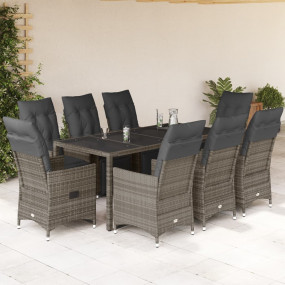Bistro Set Grey Poly Rattan, Powder-Coated Steel, Tempe...