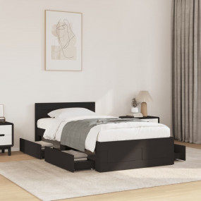 Bed Frame Black Engineered wood 35.4x79 in Bed Frame