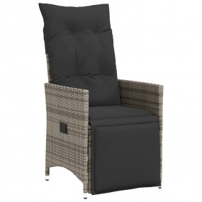 Bistro Set Grey PE rattan 6-seater Adjustable Footrests