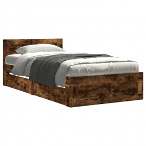 Bed Frame Smoked Oak Engineered wood Twin Bed Frame Rec...