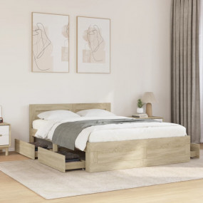 Bed Frame Sonoma oak Engineered wood Double Bed Frame