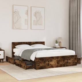 Bed Frame Smoked Oak Engineered wood Small Double Bed F...