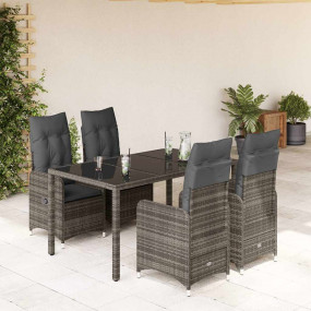 Bistro Set Grey Poly Rattan Medium Removable Covers Bis...