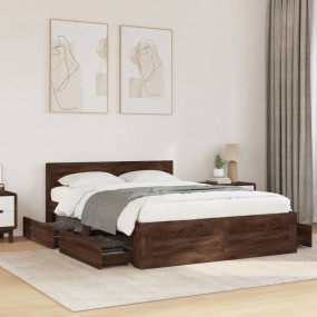 Bed Frame Brown Oak Engineered wood Small Double Bed Fr...