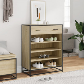 Shoe Cabinet Sonoma Oak Engineered Wood, Metal Shoe Cab...