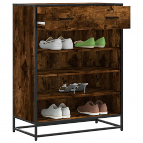 Shoe Cabinet Smoked Oak Engineered Wood, Metal 29.5x15....