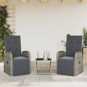 Garden Dining Set Grey PE rattan Medium Adjustable Armr...