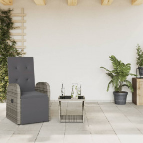 Garden Dining Set Grey PE rattan Medium Adjustable Armr...