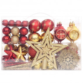 Christmas Bauble Set Gold and red Plastic
