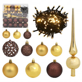 Christmas Ball Set Set of 120 Shiny gold Plastic Medium