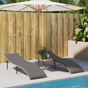 Sun Lounger Beige PE rattan, powder-coated steel Large