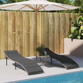 Sun Lounger Sun Lounger: Light Grey PE Rattan Extra Lon...
