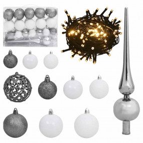 Christmas Ball Set Set of 61 Shiny white Plastic Variou...