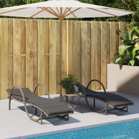 Sun Lounger Grey PE rattan Standard for sun loungers Su...