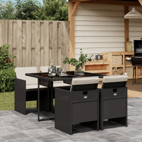 Patio Dining Set Set of 4 Black, Cream White