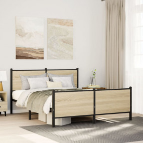 Bed Frame Sonoma oak Steel, engineered wood Double Bed ...