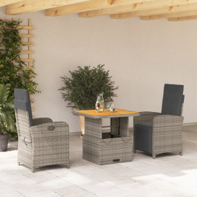 Garden Dining Set Grey, Brown PE Rattan 2-seater Remova...