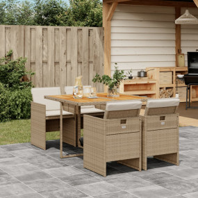 Patio Dining Set Set of 4 Beige and Brown