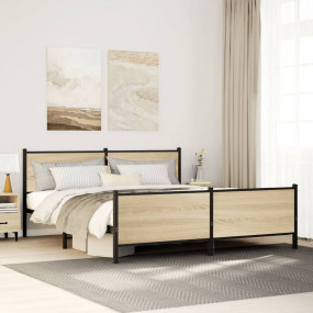 Bed Frame Sonoma oak Steel, engineered wood Super King ...