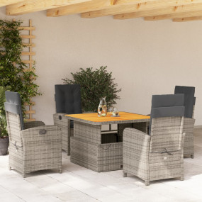 Garden Dining Set Grey and Brown PE rattan 4-seater
