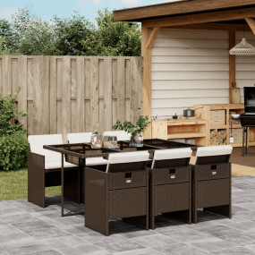 Patio Dining Set Set of 6 Brown, Cream White