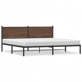 Bed Frame Brown Oak Steel Full Bed Frame Rectangular