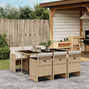 Patio Dining Set Set of 6 Beige, Cream White