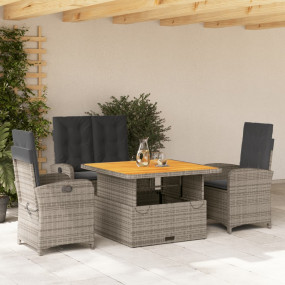 Garden Dining Set Grey and Brown PE Rattan 4-Seater