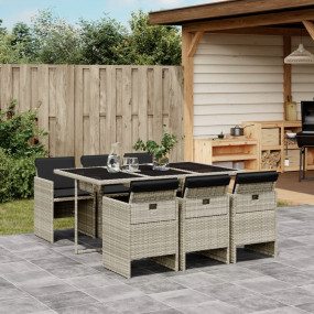 Patio Dining Set Set of 6 Light Gray PE Rattan 7 Piece ...