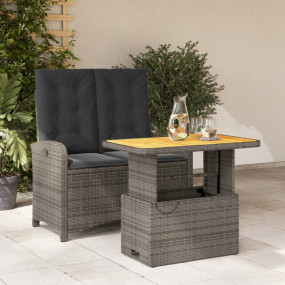 Garden Dining Set Grey and Dark Grey PE Rattan 2-Seater