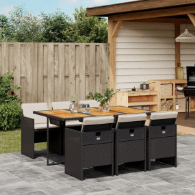 Patio Dining Set Set of 6 Black, Cream white, Brown