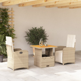 Garden Dining Set Beige and brown