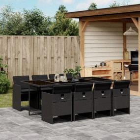 Patio Dining Set Set of 8 Black
