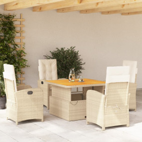 Garden Dining Set Beige and Brown Poly Rattan 4-Seater