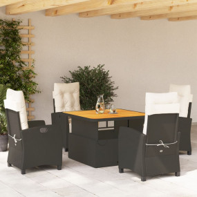 Garden Dining Set Black and cream white