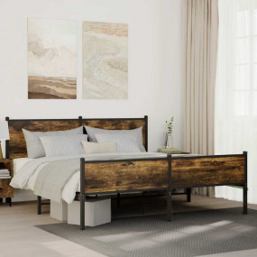 Bed Frame Smoked Oak Steel Super King Bed Frame Rectang...