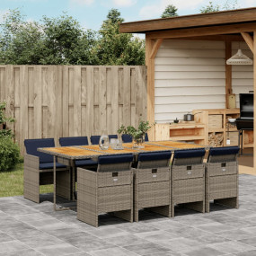 Patio Dining Set Set of 8 Gray, Brown, Navy Blue