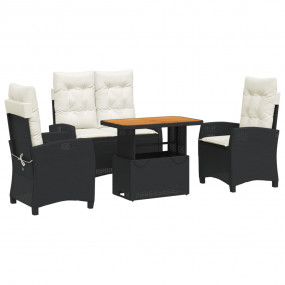 Garden Dining Set Black and cream white