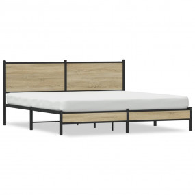 Bed Frame Sonoma Oak Steel, Engineered Wood King Size B...